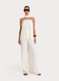 Cream Plisse Scarf Detail Bandeau Top