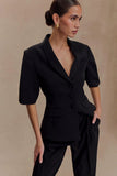 Opal Puff Sleeve Suiting Top Black
