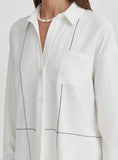 Off White Contrast Stitch Linen Oversized Shirt