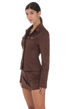 Suede Mini Skort in Chocolate