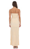 Strapless Lace Tassel Wrap Maxi Dress in Vanilla