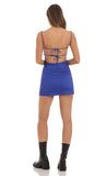 Taffeta Ruched Bodycon Dress in Blue