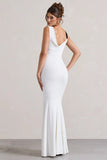A Catch White Cowl Neck Split Maxi Dress With Bow