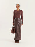 Chocolate Lightweight Knitted Button Down Top