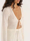 Cream Crochet Tie Front Top