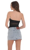 Overlap Button Denim Skirt in Light Blue