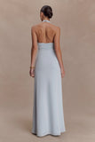Veda Slinky Halter Maxi Dress Pale Blue