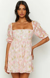 Rubi Pink Floral Babydoll Mini Dress