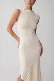 Milasandra Pleated Knit Dress Ivory