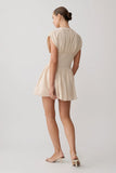 Arabella Cinched Waist Linen Mini Dress Natural
