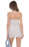 Polka Dot Mesh Strapless Two Piece Set in White