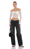 Off Shoulder Sheer Lace Top in White