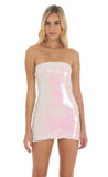 Iridescent Sequin Dress in White