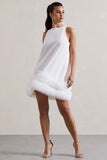 Raise A Glass White A Line Mini Dress With Tulle Hem