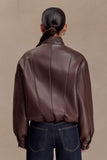 Curtis Faux Leather Bomber Jacket Dark Chocolate