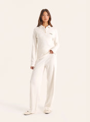 Ecru Ribbed Jersey Trousers