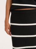 Black And White Stripe Knitted Maxi Skirt