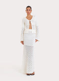 Cream Crochet Tie Front Longsleeve Top