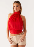 Willow Chiffon Top Red
