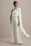 Alice Cream Asymmetric Bow Shoulder Jumpsuit With Drape