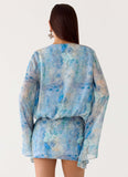 Vanish Into You Mini Dress Aqua Paisley