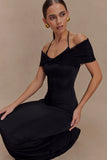 Bernadina Mesh And Slinky Halter Maxi Dress Black