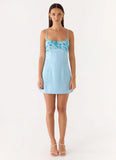 Zion Beaded Micro Mini Dress Blue