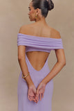 Audrey Off Shoulder Mesh Maxi Dress Lilac