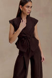 Charley Structured Tie Denim Top Chocolate