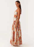 Carmel Maxi Dress Orange Blue Floral