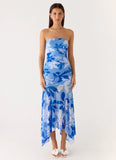 Lo Siento Midi Dress Indigo Garden