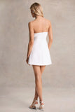 Daffodil White Bandeau Mini Dress With Large Floral Corsage