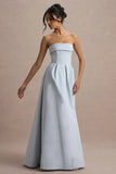 Maddalena Powder Blue Bandeau Skater Maxi Dress