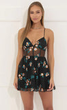 Mesh A Line Dress in Black Floral
