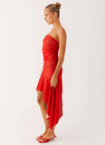 Think About It Midi Dress Fire Red