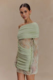 Luxie Lace Knit Mini Dress Pastel Green