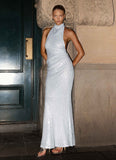 Kaida Sequin Maxi Dress Misty Blue