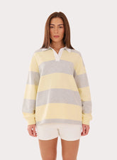 Yellow And Grey Stripe Fourth Branded Rugby Top