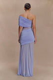 Dallas One Shoulder Mesh Maxi Dress Lavender