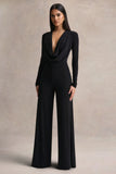 Catriona Black Plunge Neck Jumpsuit