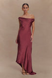 Yvette Slip Maxi Dress With Asymmetrical Hem Brown Cherry