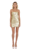 Strapless Circle Sequin Dress in Gold