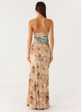 React Strapless Maxi Dress Desert Blur