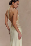 Dinah Lace And Satin Maxi Dress Lemon