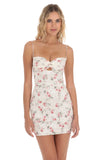 Rose Lace Front Twist Bodycon Dress in Cream