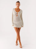 Majestic Beaded Crochet Mini Dress Ivory