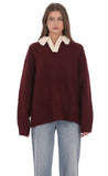 Knit Rugby Jumper in Burgundy