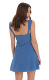 Lace Trim Wide Strap Dress in Blue
