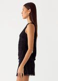 Portofino Sparkle Mesh Mini Dress Black
