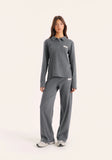 Dark Grey Fine Ribbed Jersey Long Sleeve Top